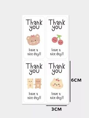 2/$18 Cute Thank You Sticker 100Pcs